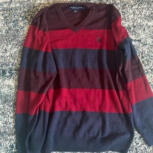 Striped US Polo Assn V-Neck Sweater